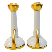 Antique Limoges Monogrammed Handled Candlestick Holders
