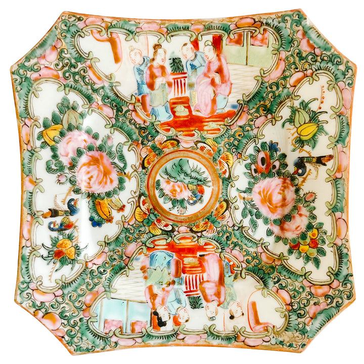 Antique Octagonal Rose Medallion Plate 