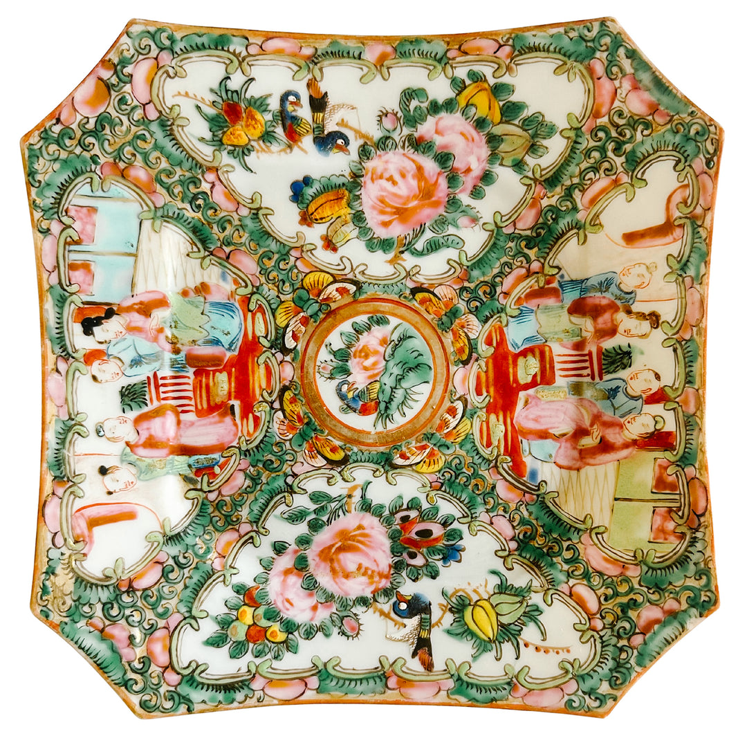 Antique Octagonal Rose Medallion Plate 