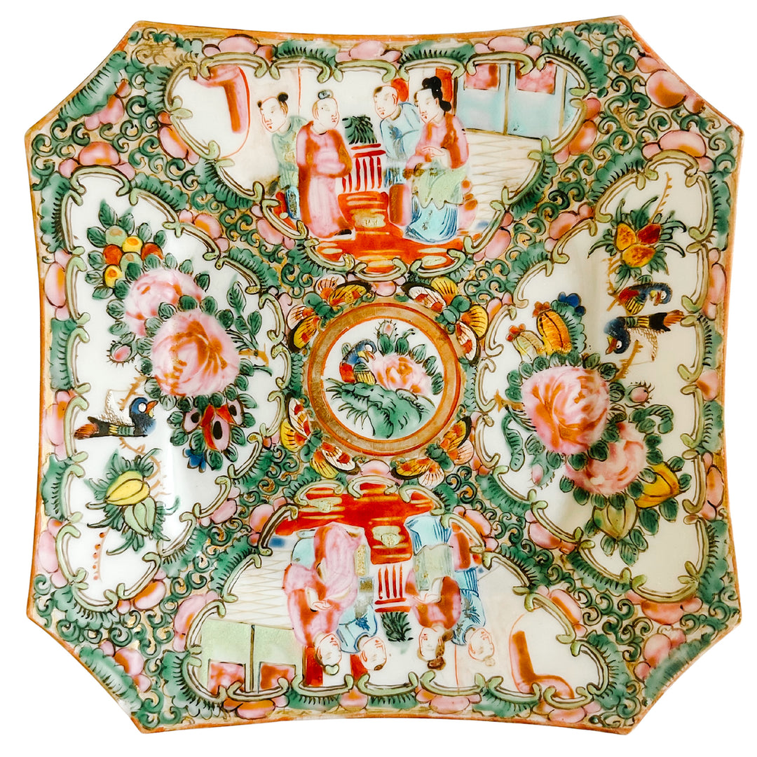 Antique Octagonal Rose Medallion Plate 