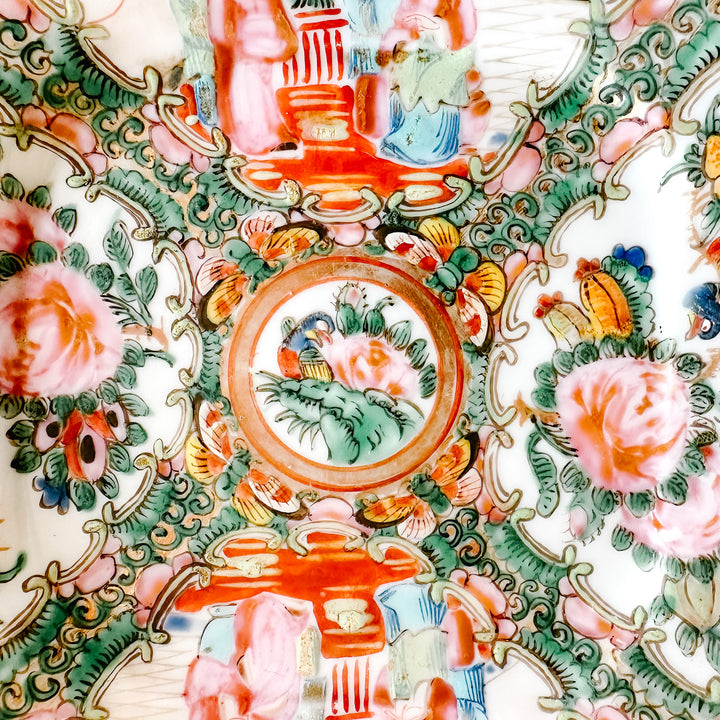 Antique Octagonal Rose Medallion Plate 