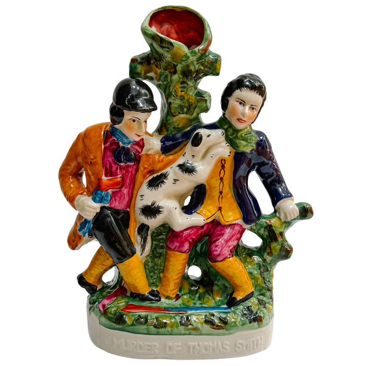 Antique Staffordshire England "Murder of Thomas Smith" Spill Vase