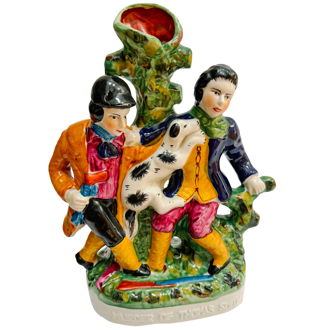 Antique Staffordshire England "Murder of Thomas Smith" Spill Vase