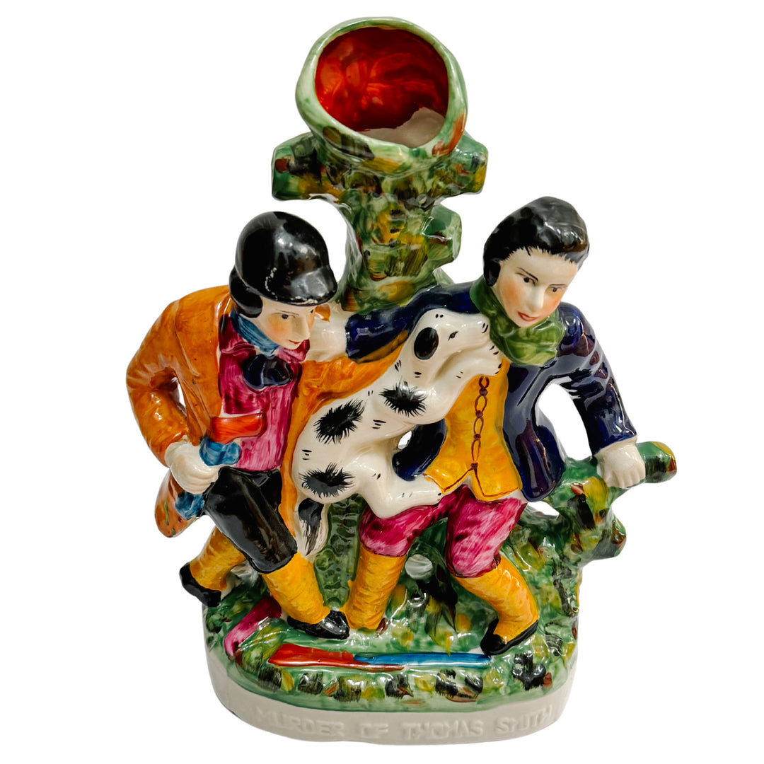 Antique Staffordshire England "Murder of Thomas Smith" Spill Vase