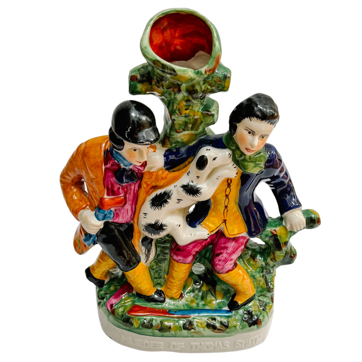Antique Staffordshire England "Murder of Thomas Smith" Spill Vase