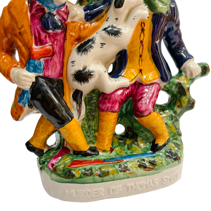 Antique Staffordshire England "Murder of Thomas Smith" Spill Vase