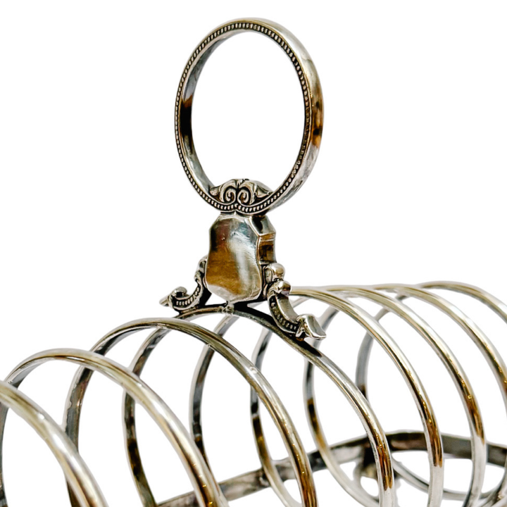 Antique Victorian English Silver Plate 8-Piece Toast Rack