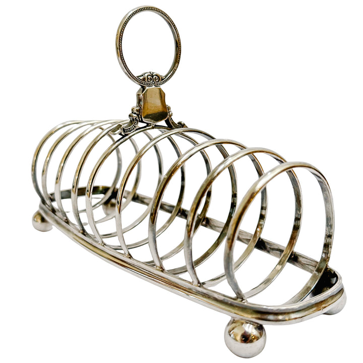Antique Victorian English Silver Plate 8-Piece Toast Rack