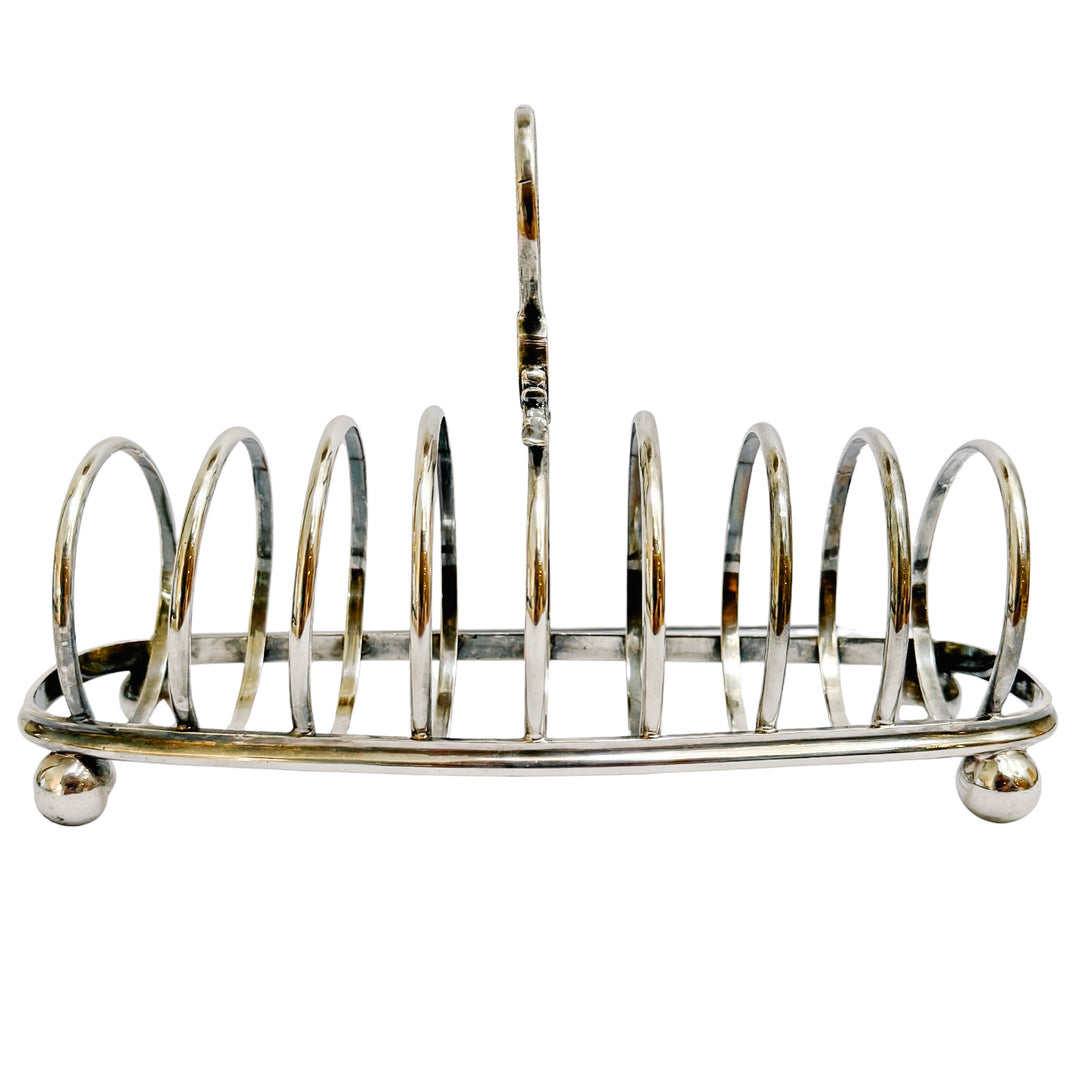 Antique Victorian English Silver Plate 8-Piece Toast Rack