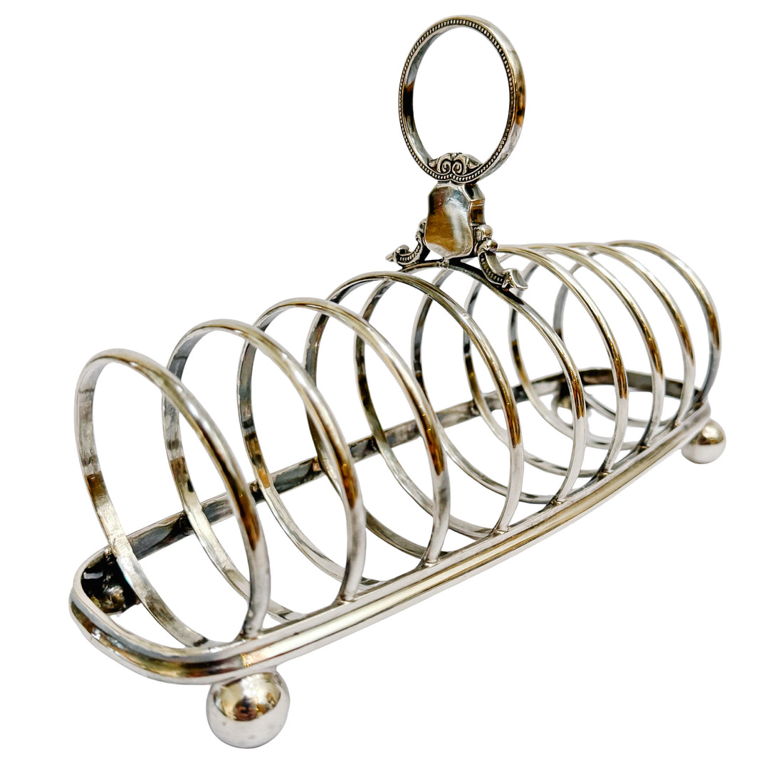Antique Victorian English Silver Plate 8-Piece Toast Rack