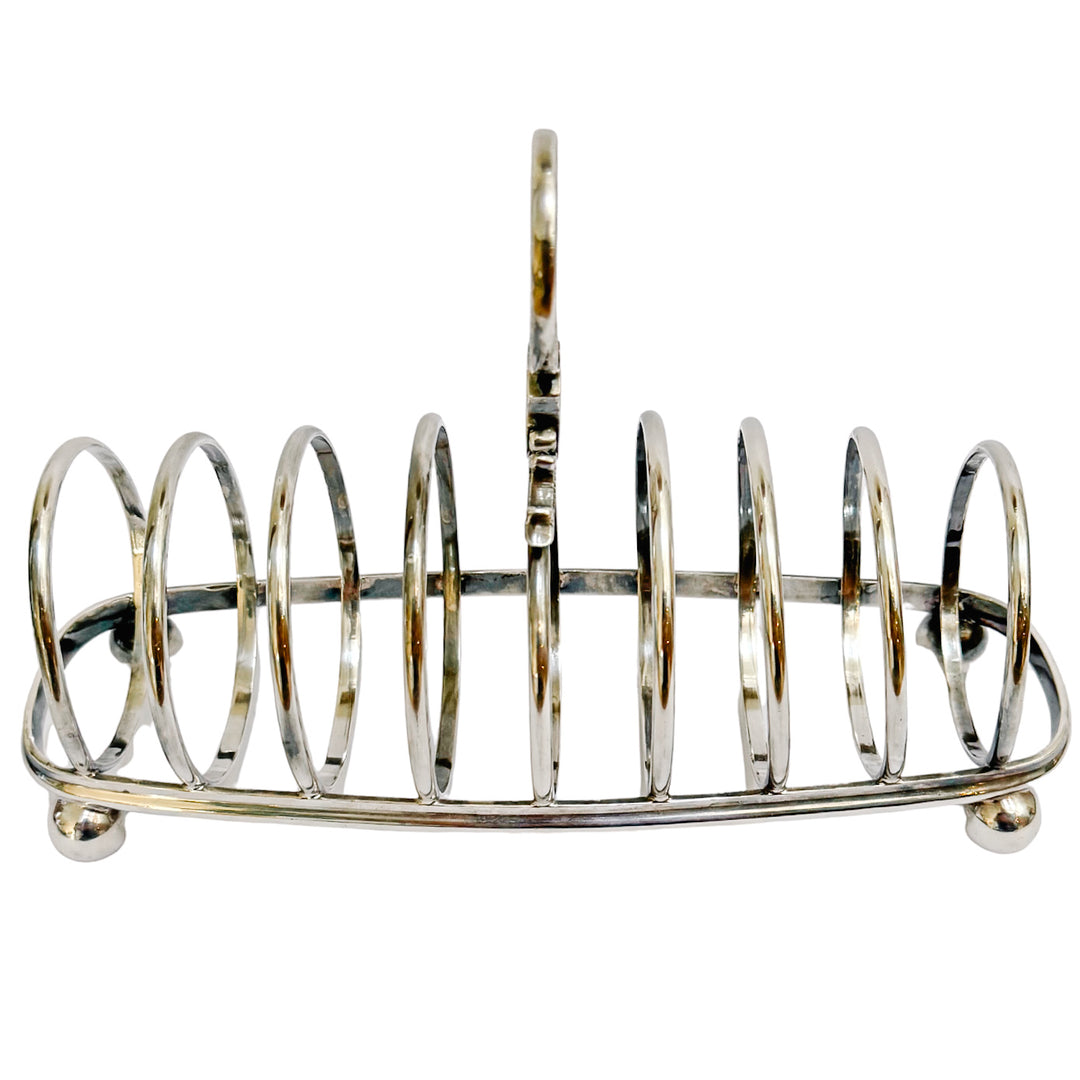 Antique Victorian English Silver Plate 8-Piece Toast Rack