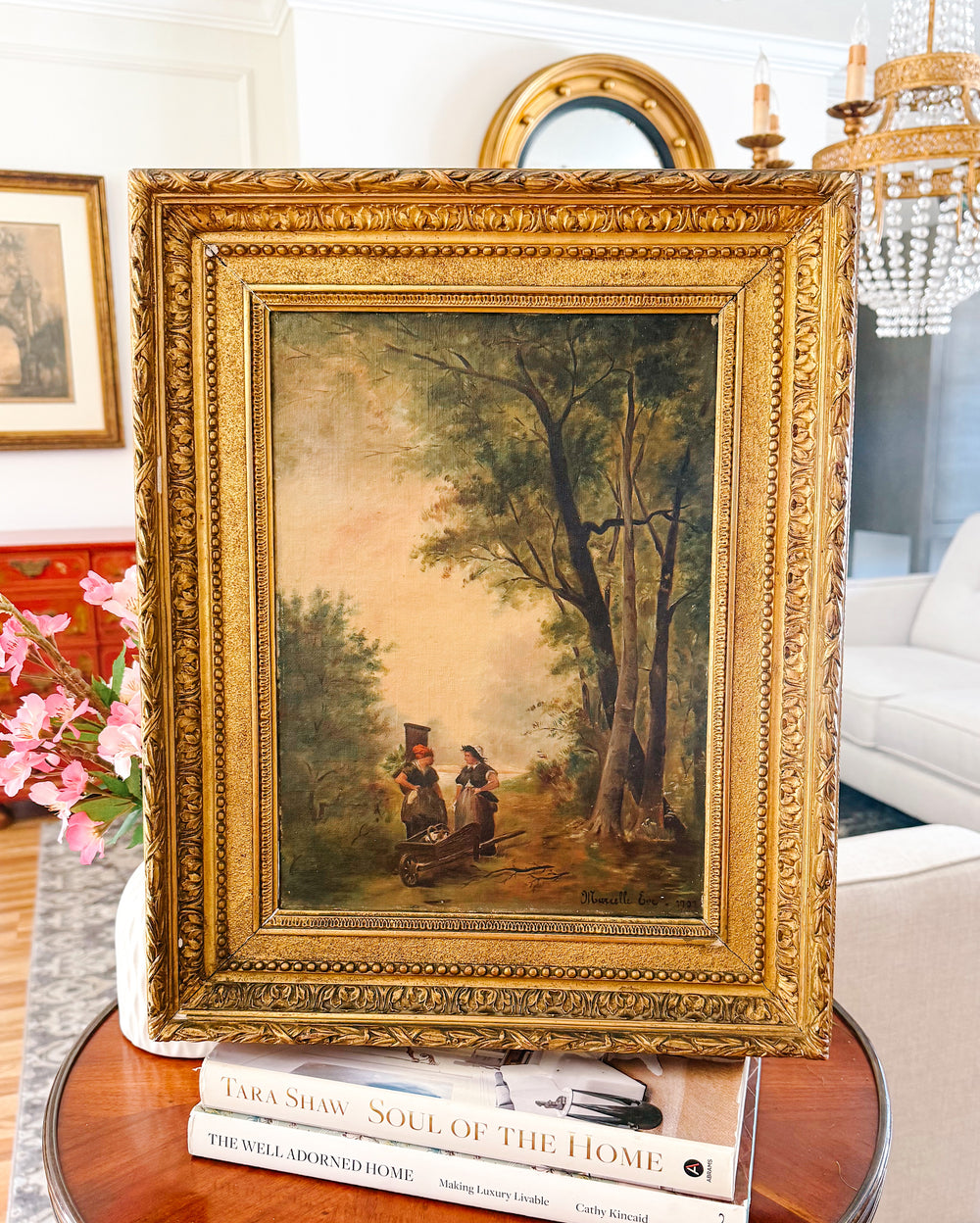 Antique 19th Century French Barbizon Style Original Oil Painting on Canvas, Signed