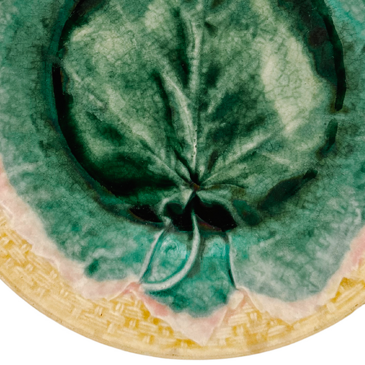 Antique American Etruscan Majolica Maple Leaf Plate