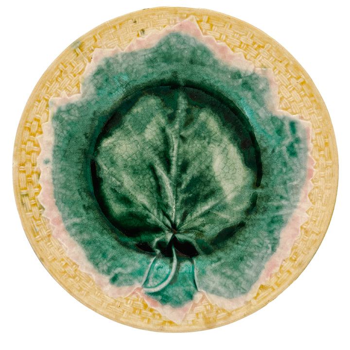 Antique American Etruscan Majolica Maple Leaf Plate