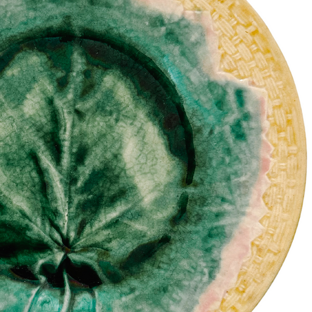 Antique American Etruscan Majolica Maple Leaf Plate