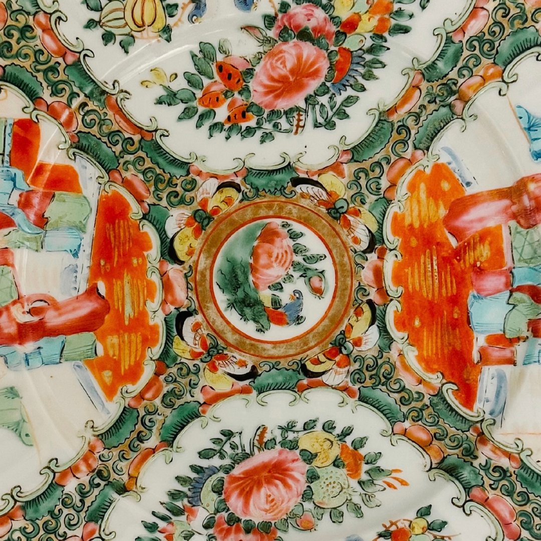 Antique Chinese Export Rose Medallion Fluted Plate