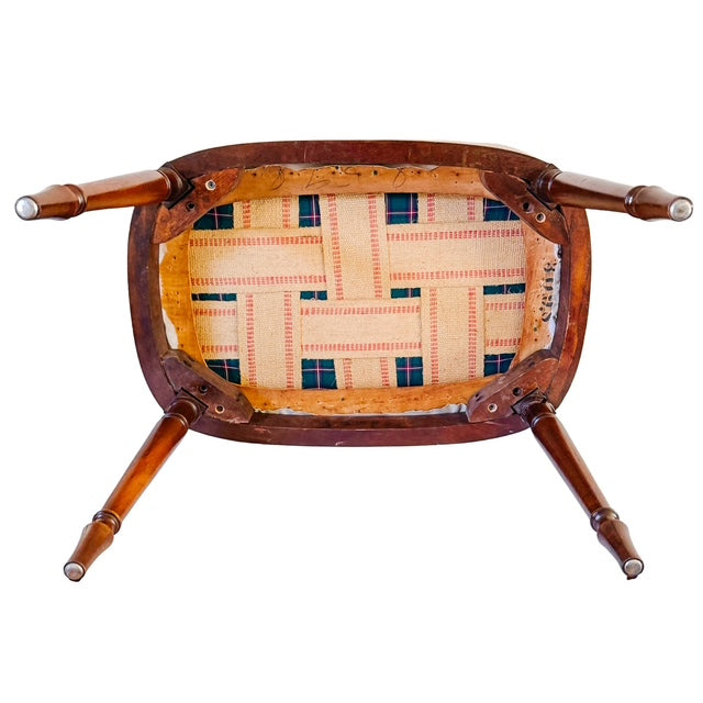 Antique English Edwardian Inlaid Mahogany Oval Bench Stool – Sheraton Revival Vanity Seat