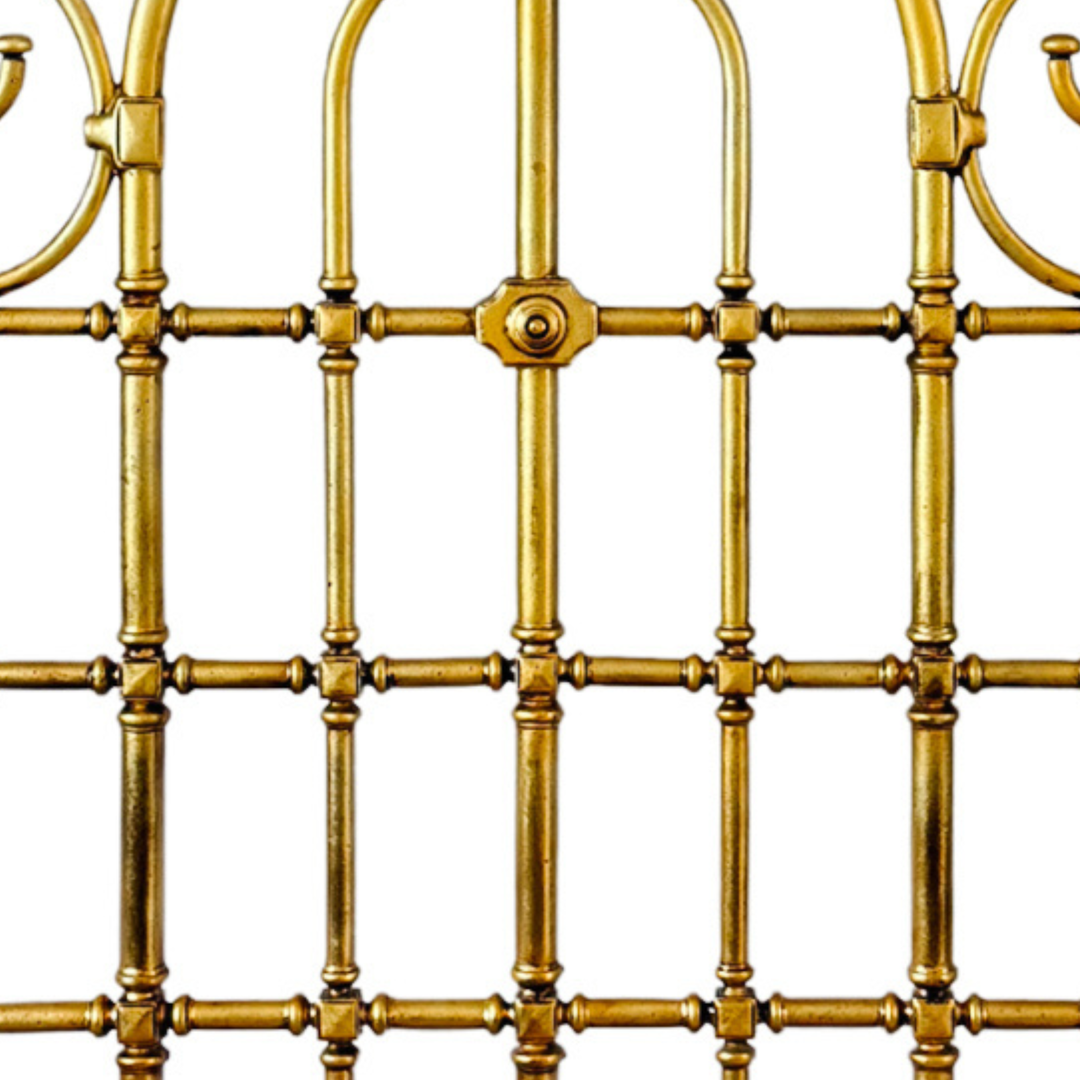 Antique_English_Victorian_Solid_Brass_Full_Size_Headboard_Tall_Post_100_Brass_Arched_Scrollwork_9