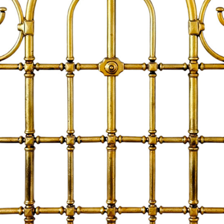 Antique_English_Victorian_Solid_Brass_Full_Size_Headboard_Tall_Post_100_Brass_Arched_Scrollwork_9