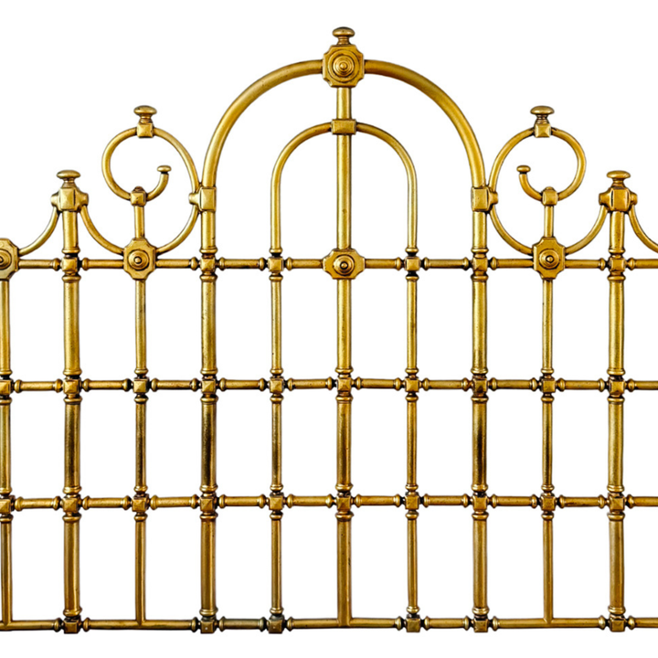 Antique_English_Victorian_Solid_Brass_Full_Size_Headboard_Tall_Post_100_Brass_Arched_Scrollwork_9