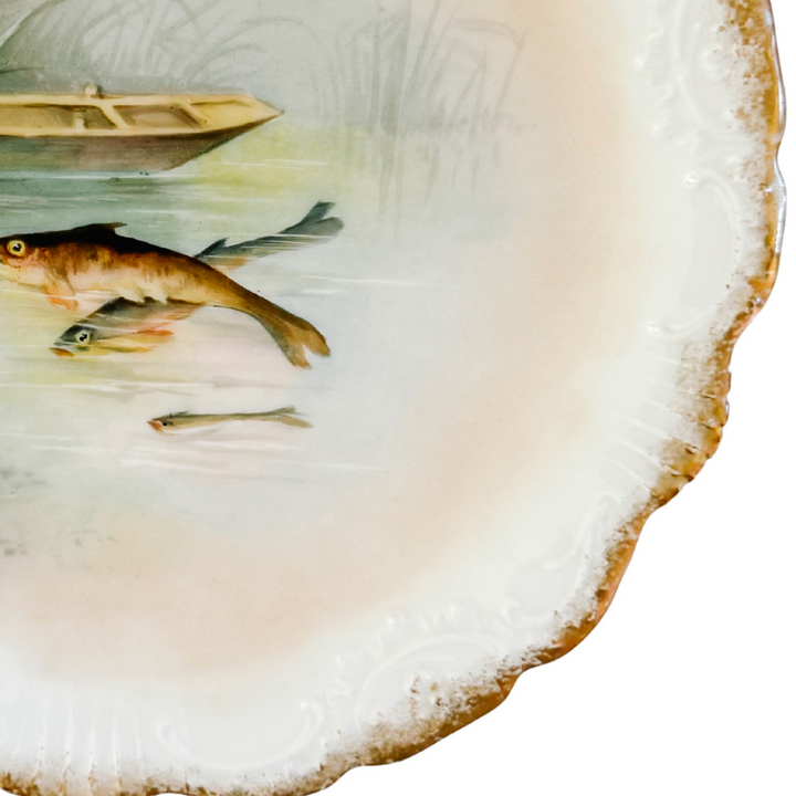 Antique French Limoges Fish Plate by Coiffe et Cie