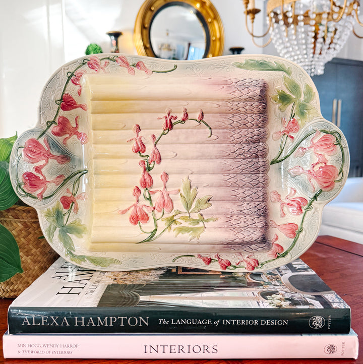 Antique French Majolica Asparagus Serving Platter by St. Clément