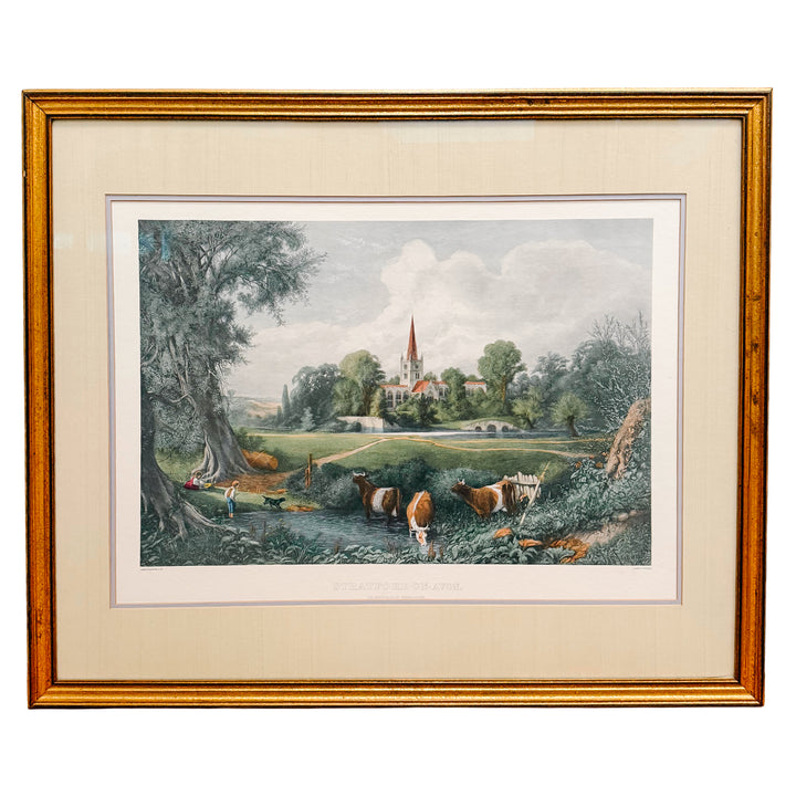 Large Framed Vintage Stratford-on-Avon James Fairman Lithograph
