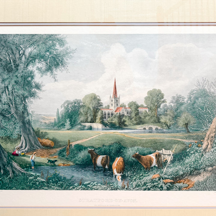 Late 19th Century Large Framed Vintage Stratford-on-Avon James Fairman Lithograph