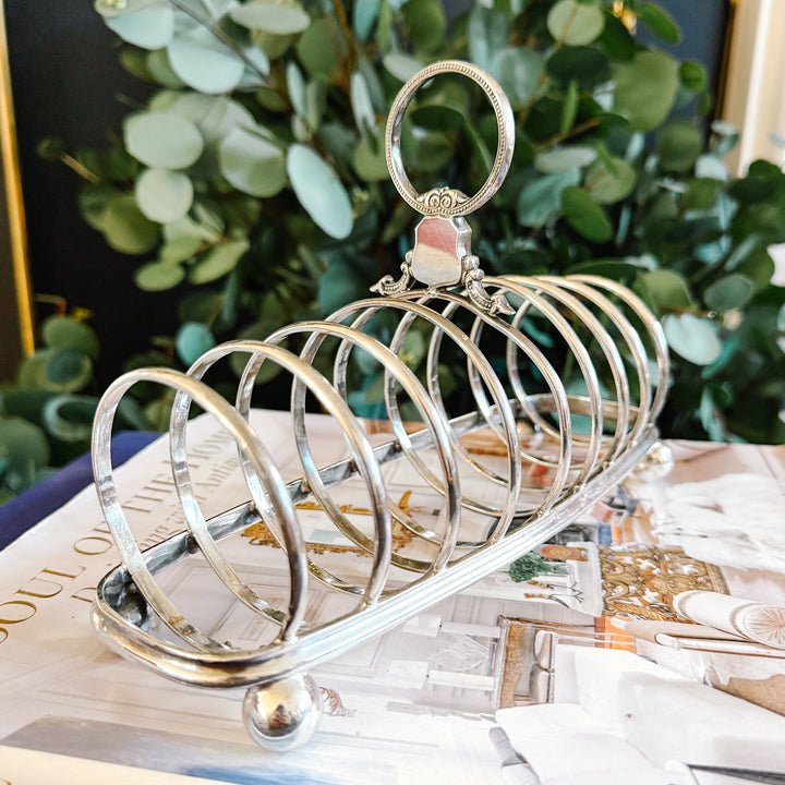 Antique Victorian English Silver Plate 8-Piece Toast Rack