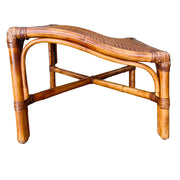 Baker Furniture Burned Bamboo & Cane Plantation Style Lounge Chair and Footstool