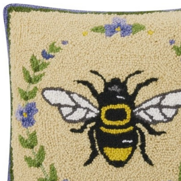 Bumblebee Wool Hooked Throw Pillow