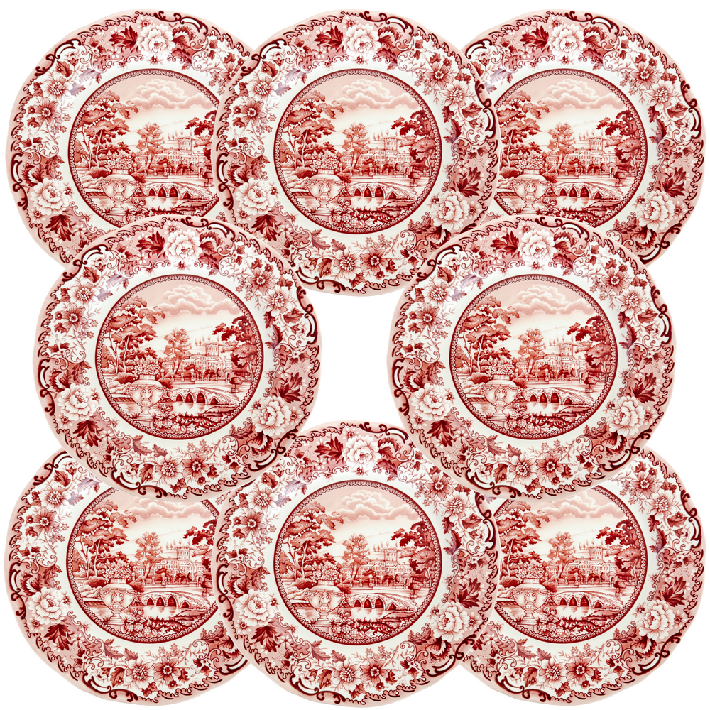 Legend Belmont Pink English Heritage Transferware Dinner Plates