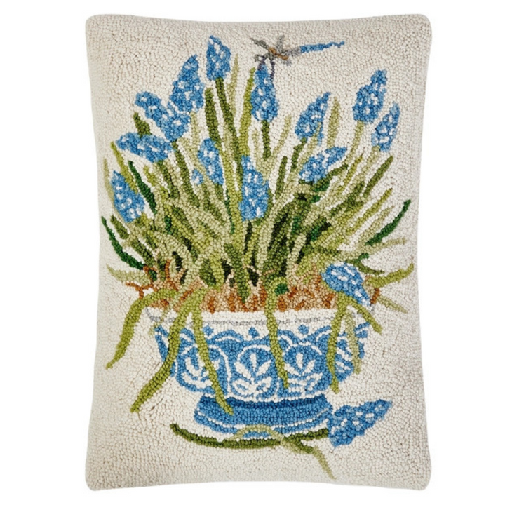 Blue Hyacinth Flowers Bowl Hook Pillow