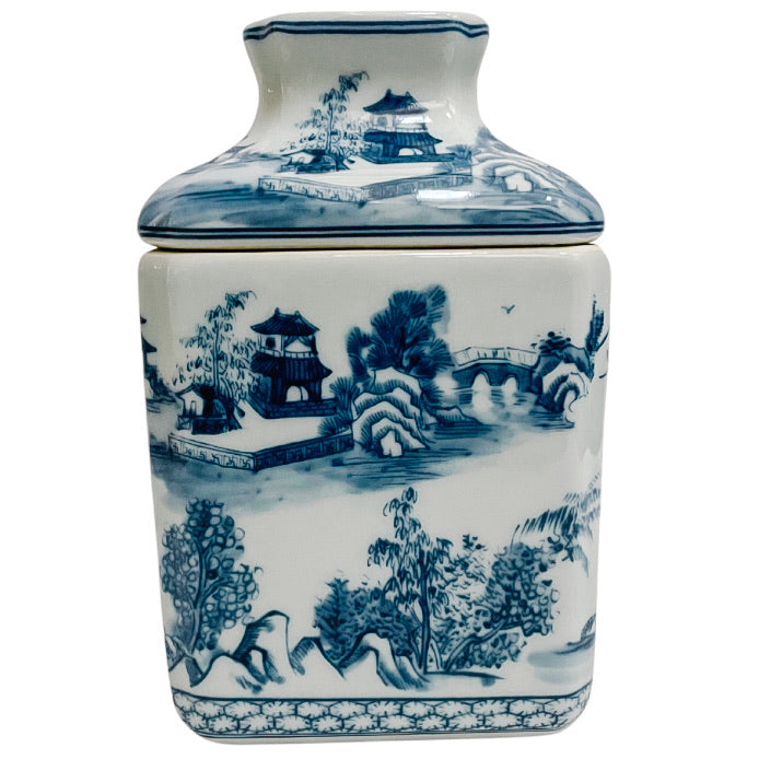 Blue & White Chinoiserie Ceramic Tissue Box Cover