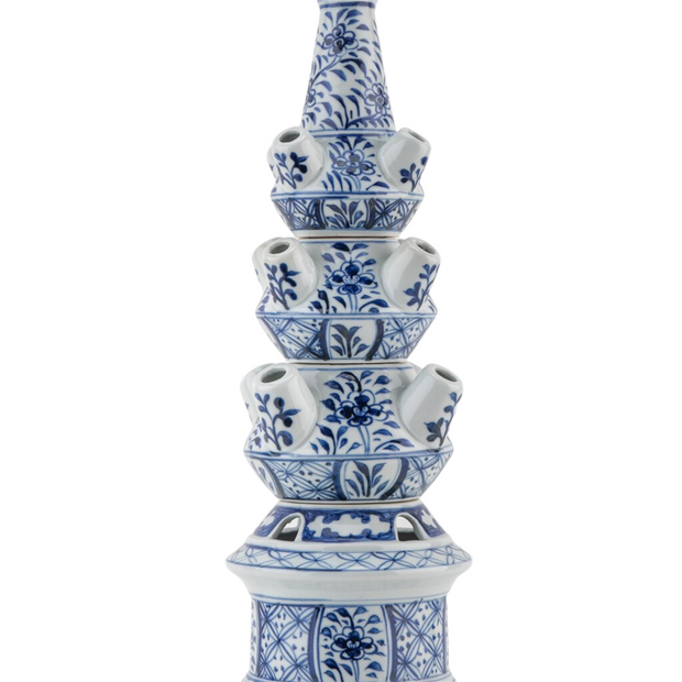 Blue & White 4-Tier Delft Style Tulipiere Vase