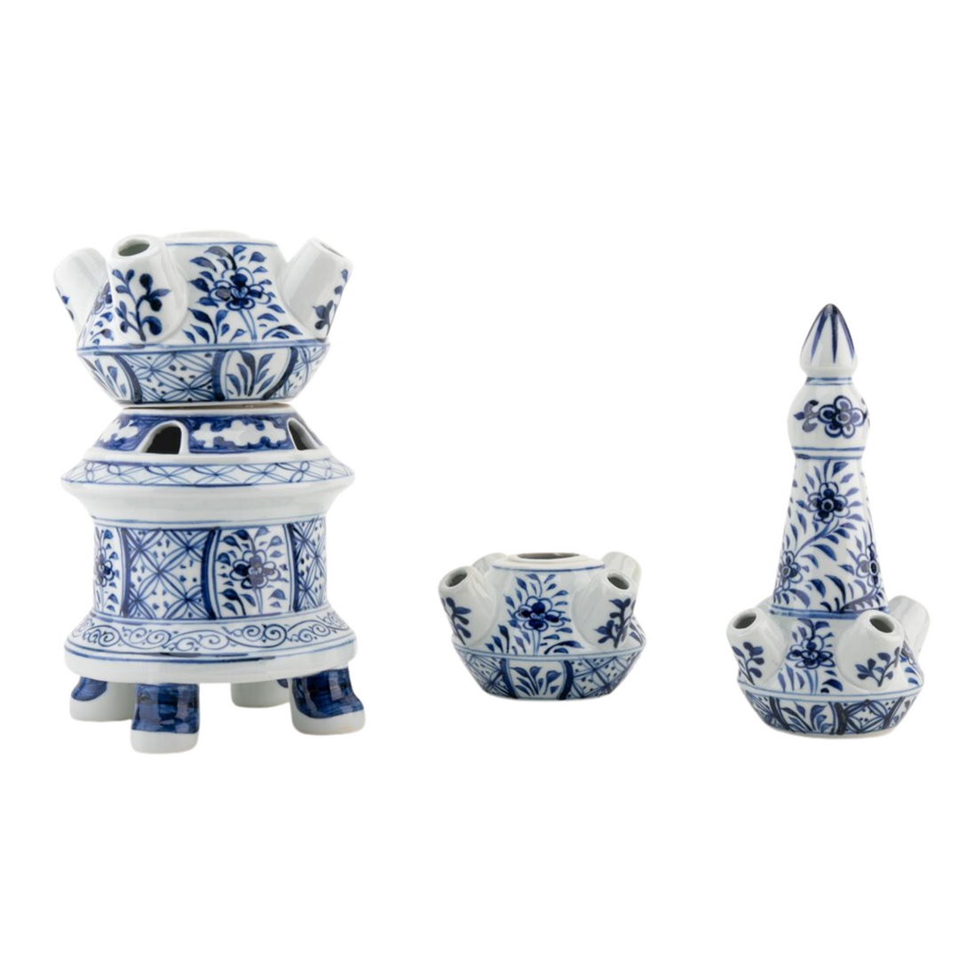 Blue & White 4-Tier Delft Style Tulipiere Vase