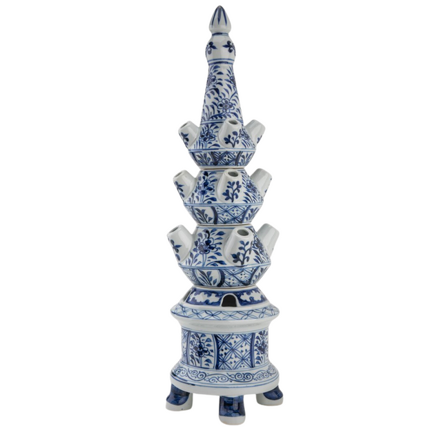 Blue & White 4-Tier Delft Style Tulipiere Vase