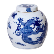 Blue & White Chinese Dragon Ginger Jar