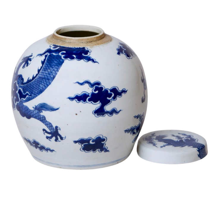 Blue & White Chinese Dragon Ginger Jar