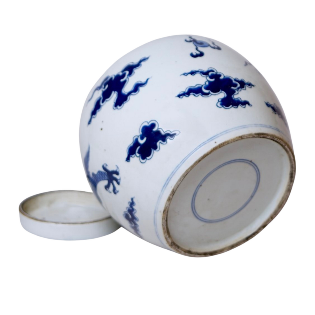 Blue & White Chinese Dragon Ginger Jar