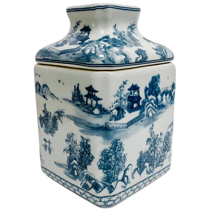 Blue & White Chinoiserie Ceramic Tissue Box Cover