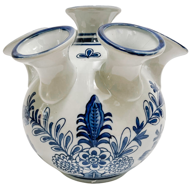 Blue & White Delft Style Windmill Tulipiere Vase