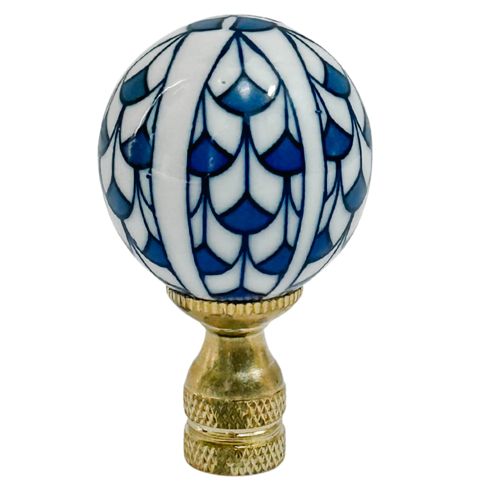 Blue & White Fishnet Porcelain Ball Lamp Finials
