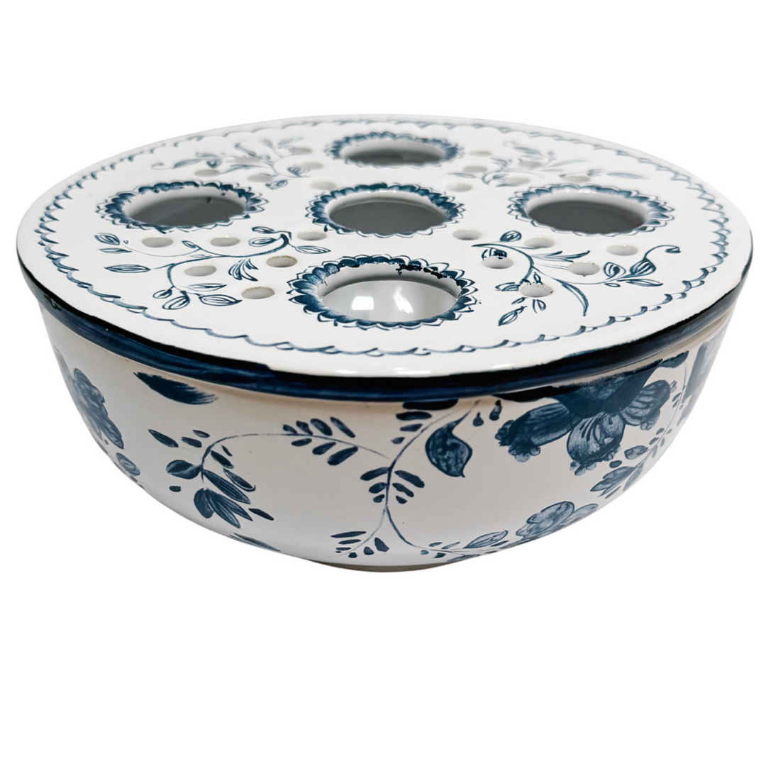 Blue & White Hand-Painted Mottahedeh Round Frog Vase