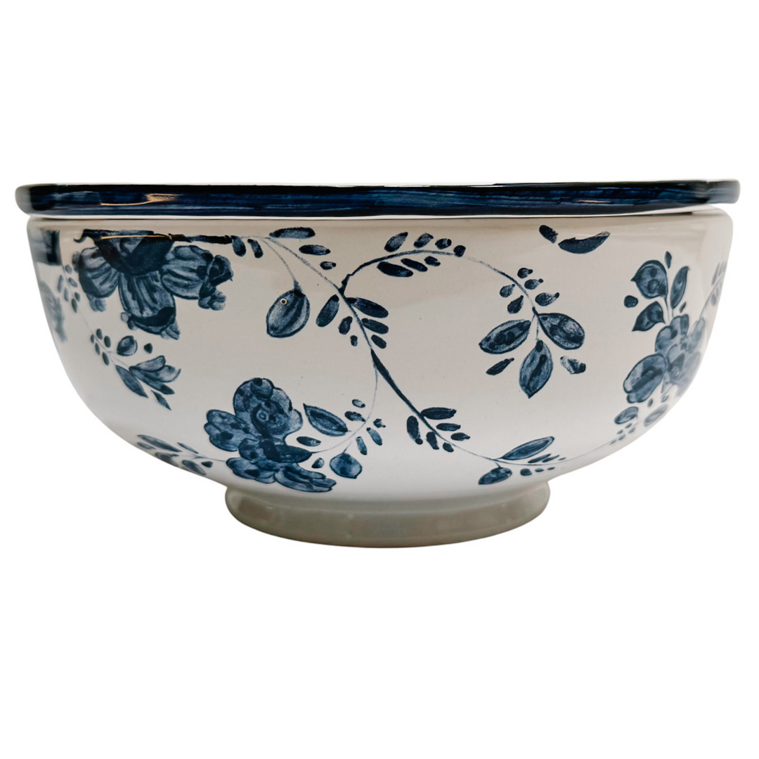Blue & White Hand-Painted Mottahedeh Round Frog Vase
