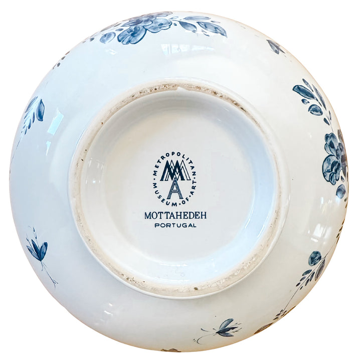Blue & White Hand-Painted Mottahedeh Round Frog Vase