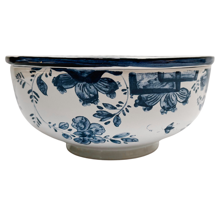 Blue & White Hand-Painted Mottahedeh Round Frog Vase