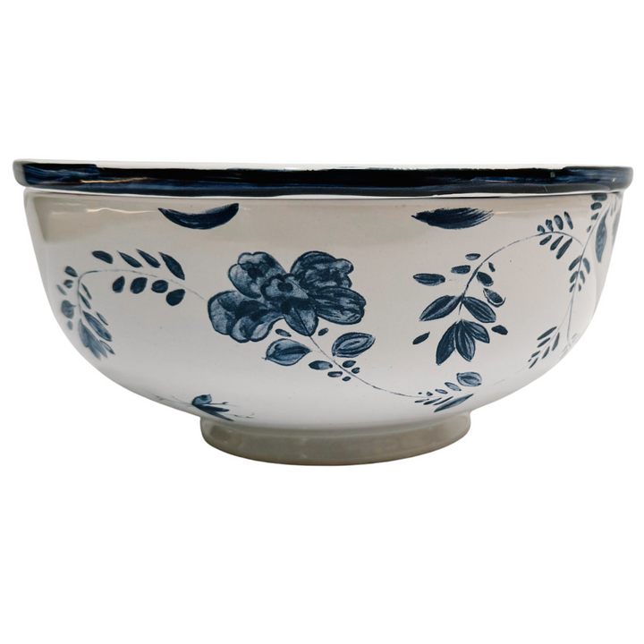 Blue & White Hand-Painted Mottahedeh Round Frog Vase