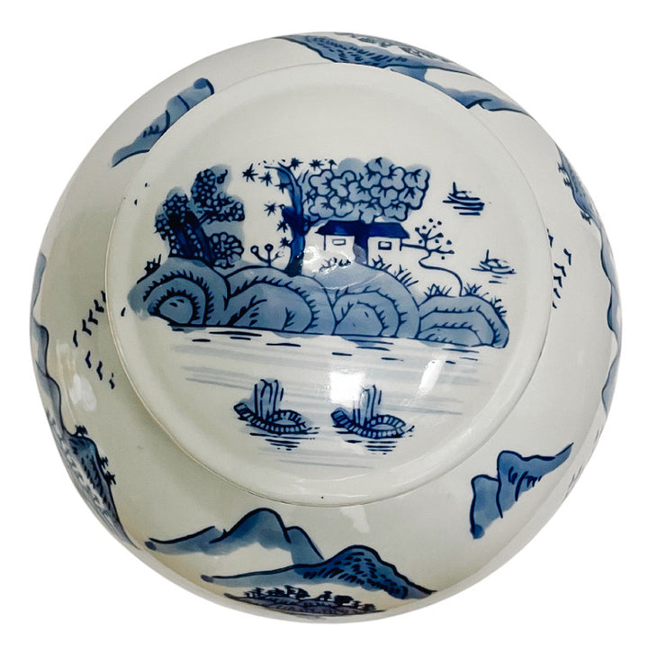 Blue & White Pagoda Chinoiserie Ginger Jar