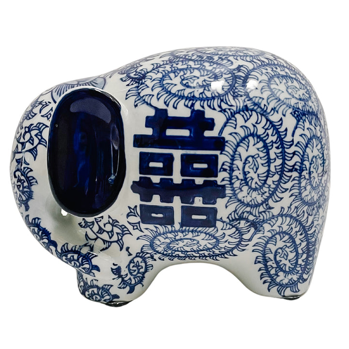 Blue & White Petite Double Happiness Elephant